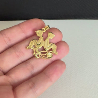 Zodiac Silhouette Gemini Necklace - Solid Gold Zodiac Pendant