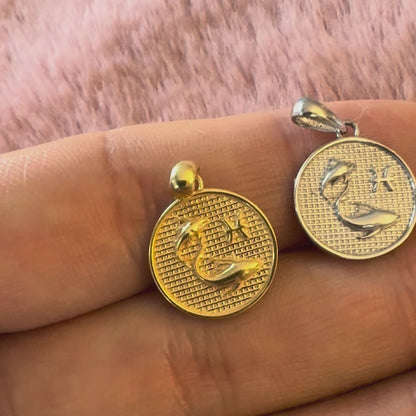 Zodiac Cosmos Pisces Necklace - Solid Gold Zodiac Pendant