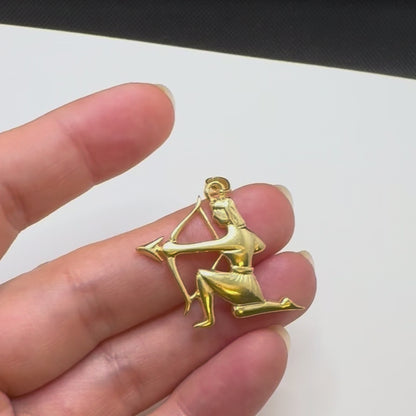Zodiac Silhouette Sagittarius Necklace - Solid Gold Zodiac Pendant