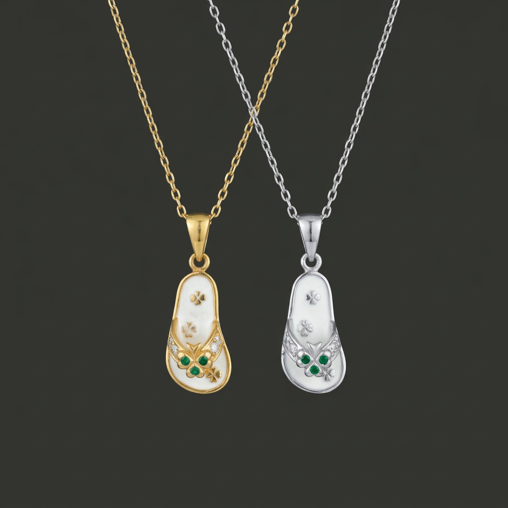 Elegance in Bloom: Flip-Flop Charm Pendant - Solid Gold