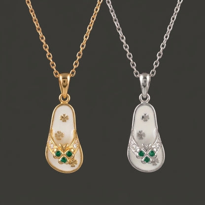 Elegance in Every Step: Gemstone Flip-Flop Charm - Silver