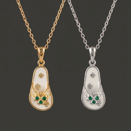 Elegance in Every Step: Gemstone Flip-Flop Charm - Silver