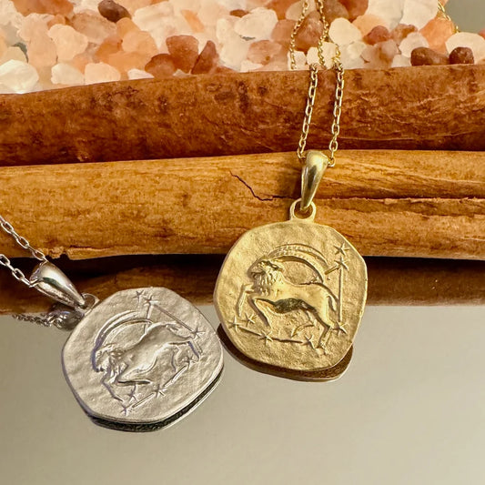 Gold and silver Capricorn pendant necklaces for women, featuring zodiac designs, perfect for astrology lovers and casual wear.