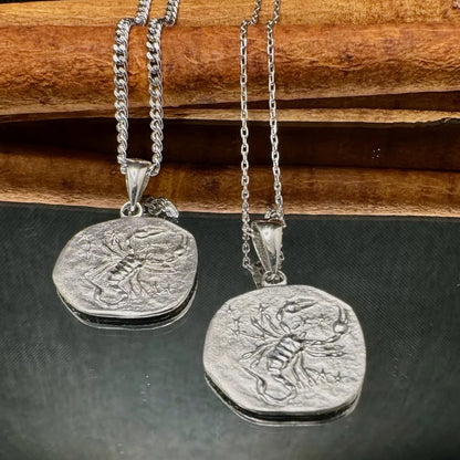 Sterling silver scorpion pendant necklaces, perfect for unisex bohemian style, ideal for everyday wear or special occasions.