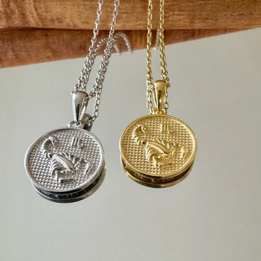 Gold and silver zodiac pendant necklaces for women, featuring intricate designs perfect for everyday or special occasions.
